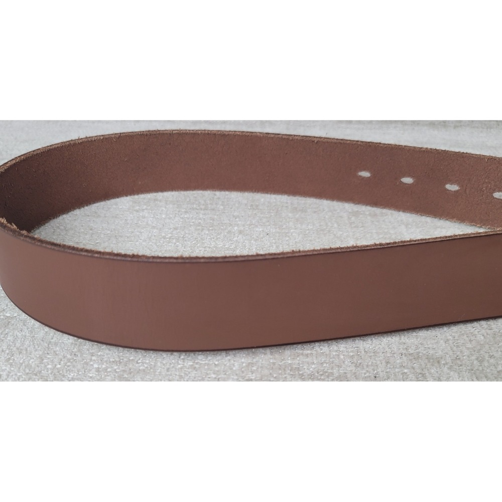 Timberland Mens Size 32 Brown Genuine Leather Belt Contrast Stitch Brass Buckle - Picture 6 of 9